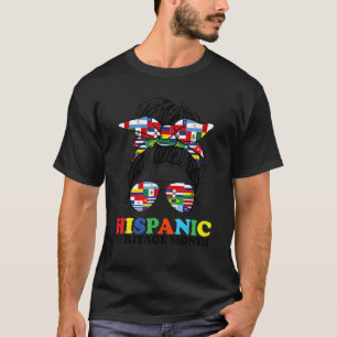 Camiseta Mes de la herencia hispánica banderas desordenadas