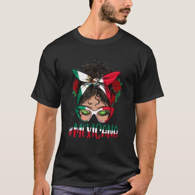 Camiseta Mes de la herencia hispánica mexicana Messy Bun Su (Anverso)
