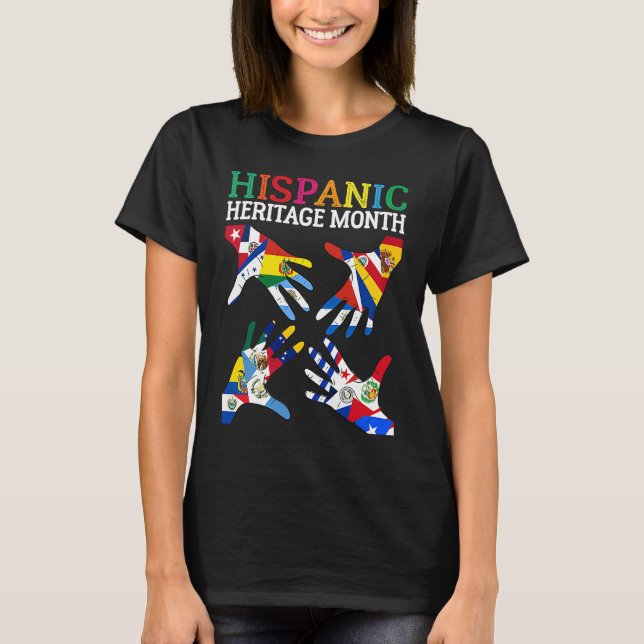 Camiseta Mes de la herencia hispánica Países Banderas latin (Anverso)