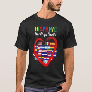 Camiseta Mes de la herencia hispánica Países latinos Corazó