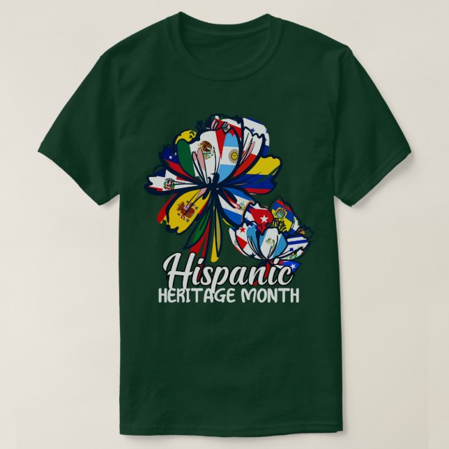 Camiseta Mes de la herencia hispánica países latinos marcan (Diseño del anverso)