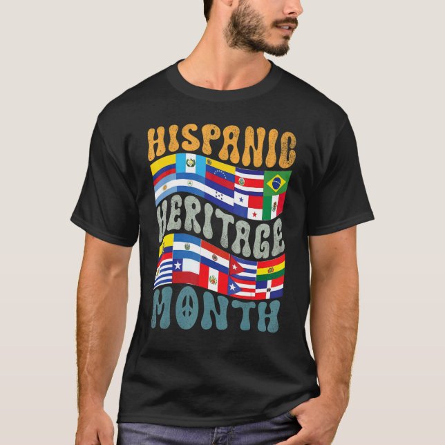 Camiseta Mes de la herencia hispánica retro Bandera latina  (Anverso)