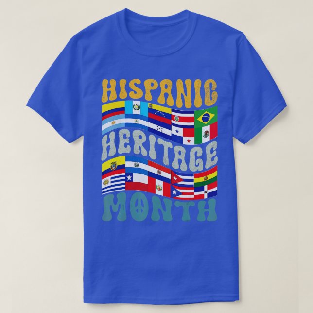 Camiseta Mes de la herencia hispánica retro Bandera latina  (Diseño del anverso)