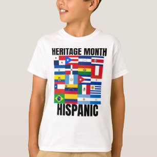 Camiseta Mes de la Herencia Hispano país banderas español