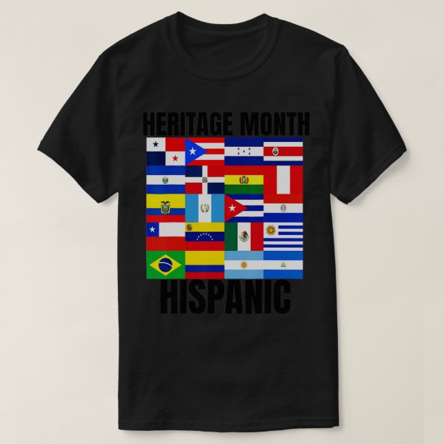 Camiseta Mes de la Herencia Hispano país banderas españolas (Diseño del anverso)