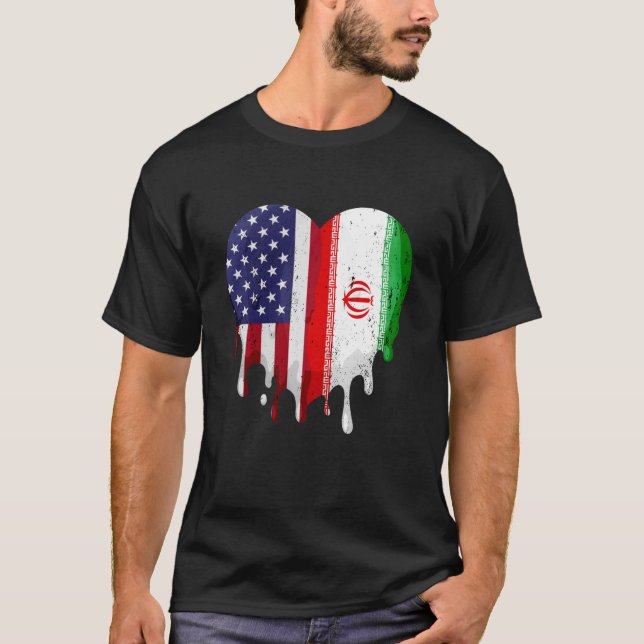 Camiseta Mes de la herencia iraní estadounidense Corazón de (Anverso)