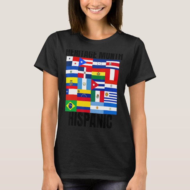 Camiseta Mes de la Herencia País Hispano Banderas Españolas (Anverso)