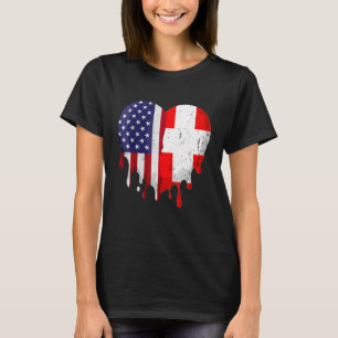 Camiseta Mes de la herencia suiza estadounidense Bandera su