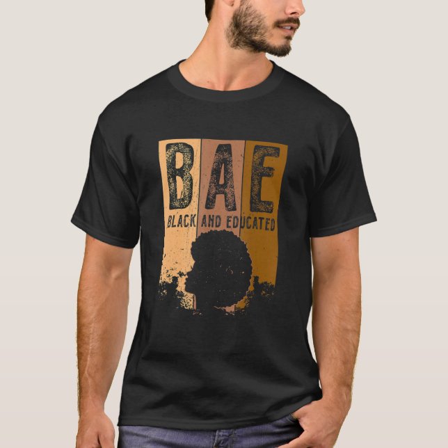 Camiseta Mes de la Historia Negra BAE Negro Y Melanina Educ (Anverso)