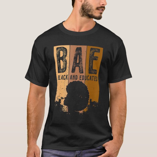 Camiseta Mes de la Historia Negra BAE Negro Y Melanina Educ (Anverso)