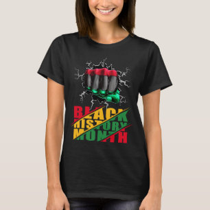 Camiseta Mes de la historia negra BHM Afro Orgullo mano Puñ