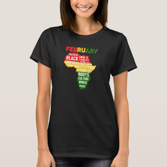 Camiseta Mes de la Historia Negra Camisas Mapa Africano Feb (Anverso)