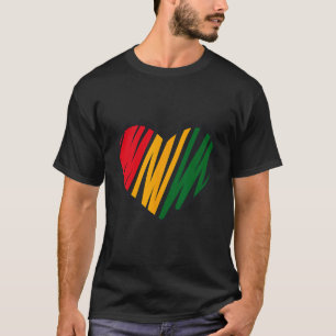 Camiseta Mes de la Historia Negra Corazón Rojo, Dorado y Ve