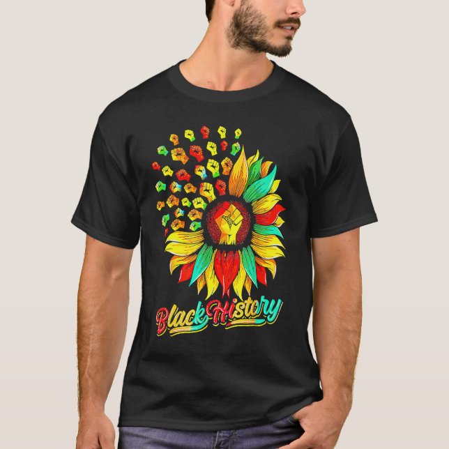Camiseta Mes de la historia negra del girasol Orgullo afric (Anverso)