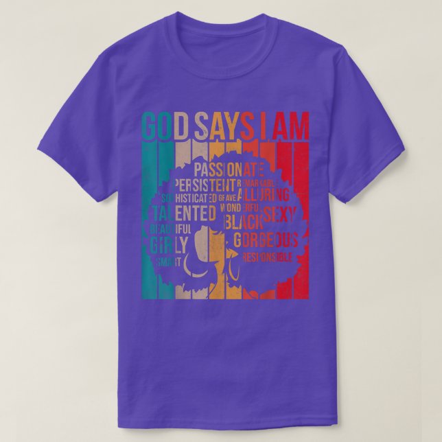 Camiseta Mes de la Historia Negra Dios dice que soy Melanin (Diseño del anverso)