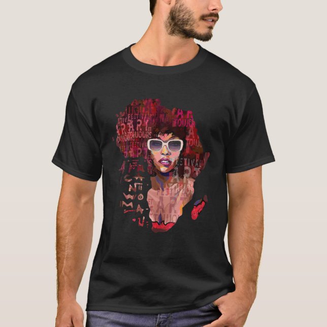 Camiseta Mes de la historia negra mujer africana afro melán (Anverso)