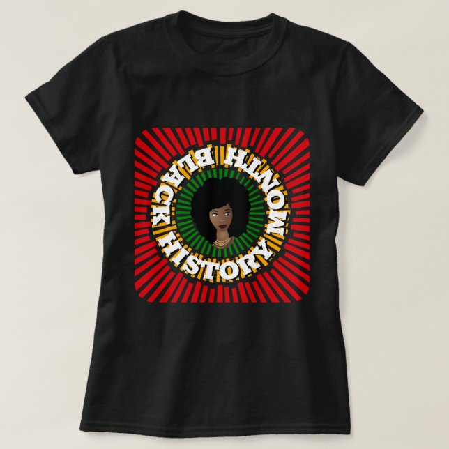 Camiseta Mes de la historia negra, rayas de sol, mujer negr (Diseño del anverso)