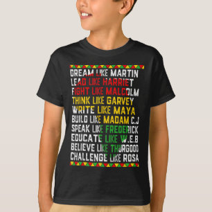 Camiseta Mes de la historia negra sueña como líderes africa
