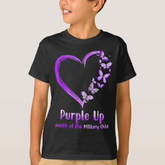 Camiseta Mes de mariposa cardíaca en el ejército morado