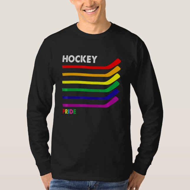 Camiseta Mes de orgullo LGBT Hockey sobre hielo Bandera tra (Anverso)
