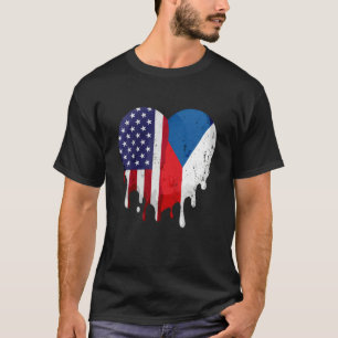 Camiseta Mes de Patrimonio Checo Estadounidense Corazón de 