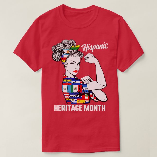 Camiseta Mes de Patrimonio Hispano Mujer Caño Latino (Diseño del anverso)