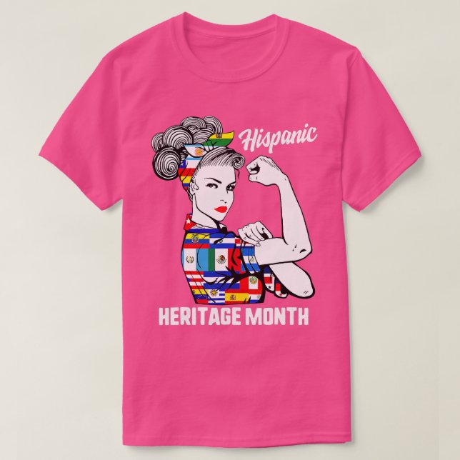 Camiseta Mes de Patrimonio Hispano Mujer Caño Latino (Diseño del anverso)