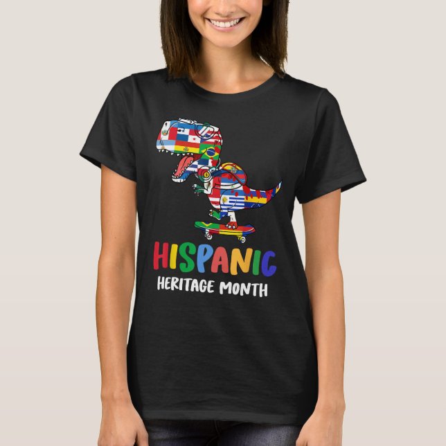 Camiseta Mes de Patrimonio Hispano Niños Dinosaurios Niños  (Anverso)