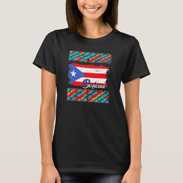 Camiseta Mes de Patrimonio Nacional Hispano Boricua Puerto  (Anverso)