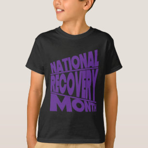 Camiseta Mes de Recuperación Diseño de Tipografía Púrpura