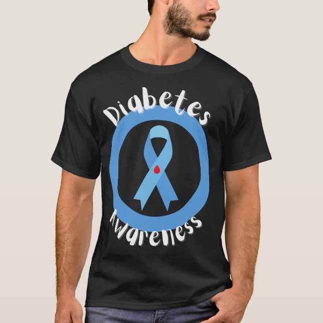 Camiseta Mes de sensibilización sobre la diabetes Cinta azu (Anverso)