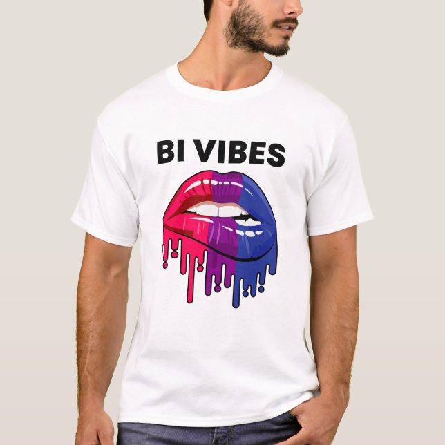 Camiseta Mes del orgullo bisexual LGBT Bi Vibes goteo (Anverso)