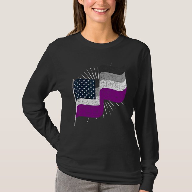 Camiseta Mes Del Orgullo De Ace Bandera Asexual Estadounide (Anverso)