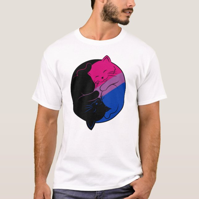 Camiseta Mes del orgullo gay bisexual Gay LGBT Yin Yang gat (Anverso)