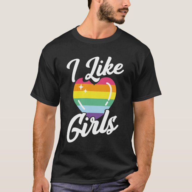 Camiseta Mes del Orgullo Gay LGBT Me Gustan Los Chicas (Anverso)