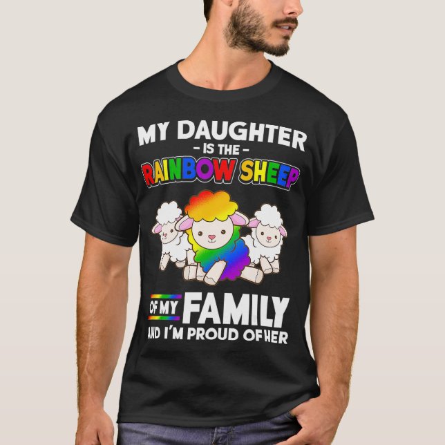 Camiseta Mes del Orgullo Gay Mamá Mi Hija Es Oveja Arcoiris (Anverso)