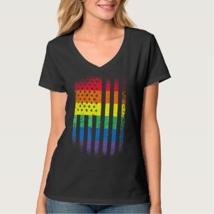 Camiseta Mes Del Orgullo Lgbt Apoyo Con Arcoiris Estadounid