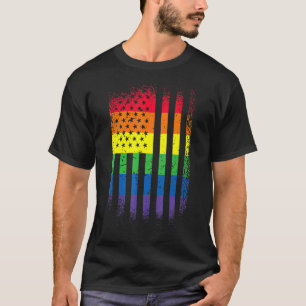 Camiseta Mes Del Orgullo Lgbt Apoyo Con Arcoiris Estadounid