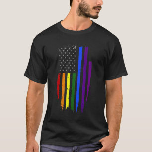 Camiseta Mes Del Orgullo Lgbt Apoyo Con Arcoiris Estadounid