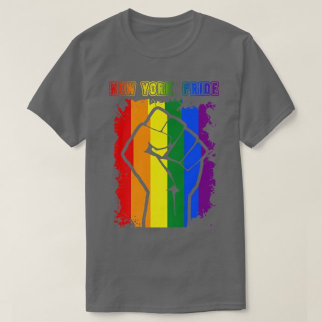 Camiseta Mes del Orgullo LGBT de Nueva York Bandera Arcoiri (Diseño del anverso)