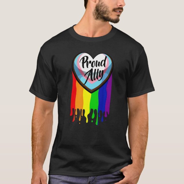 Camiseta Mes del Orgullo Lgbtq Derramando Orgullo Ally Prog (Anverso)