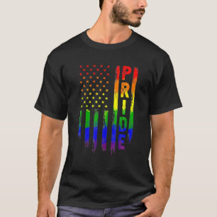 Camiseta Mes del Orgullo Retro LGBT Bandera USA Arcoíris LG