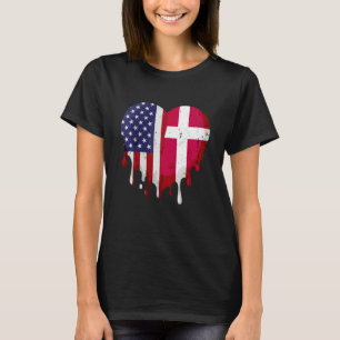 Camiseta Mes del Patrimonio Danés Estadounidense Corazón de