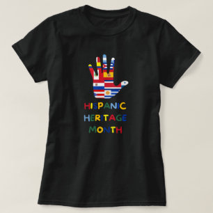 Camiseta Mes del patrimonio hispano, bandera de todos los p