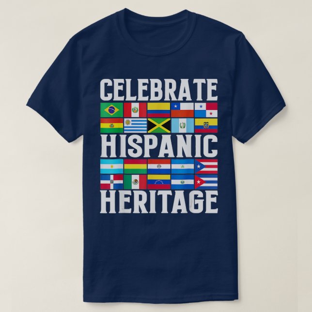 Camiseta Mes del patrimonio hispano Bandera latina en todos (Diseño del anverso)