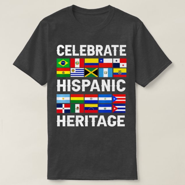 Camiseta Mes del patrimonio hispano Bandera latina en todos (Diseño del anverso)