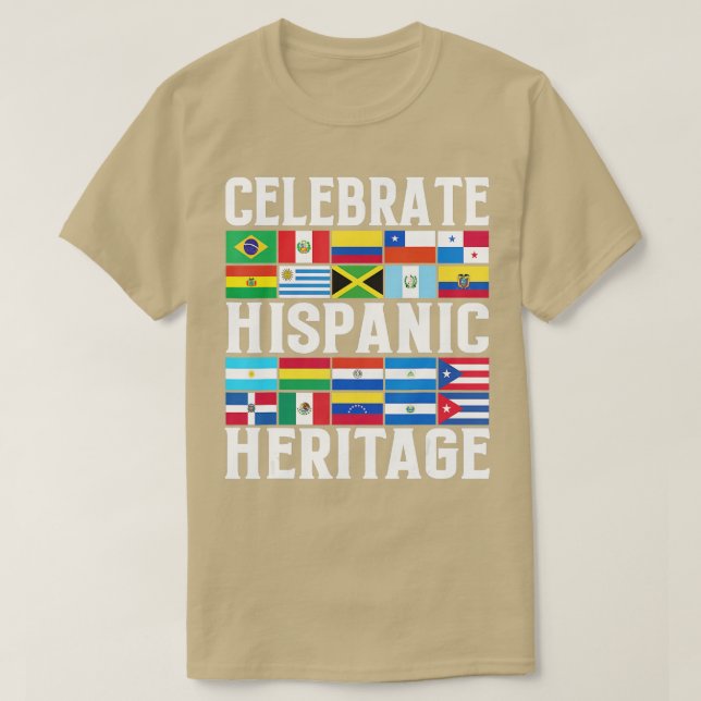 Camiseta Mes del patrimonio hispano Bandera latina en todos (Diseño del anverso)