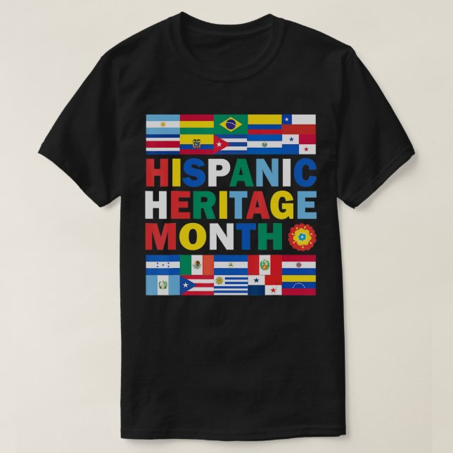 Camiseta Mes del patrimonio hispano Bandera latina en todos (Diseño del anverso)