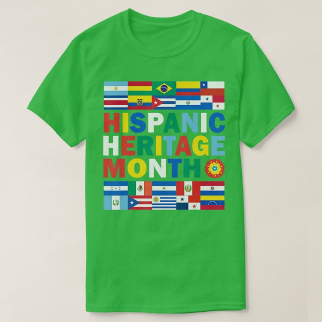 Camiseta Mes del patrimonio hispano Bandera latina en todos (Diseño del anverso)