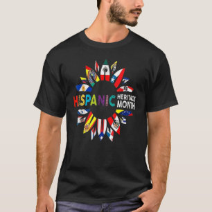 Camiseta Mes del patrimonio hispano Banderas Sunflower Lati